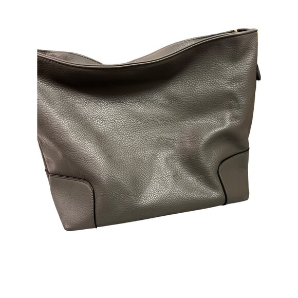 Montana West Select Gray Pebbled Leather Shoulder Bag Purse Gold Tone Hardware - Picture 5 of 9